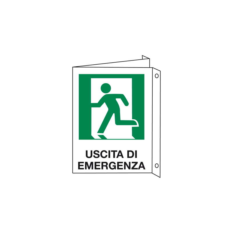 USCITA DI EMERGENZA OMINO A SINISTRA CARTELLO ALLUMINIO 150X175 BIF