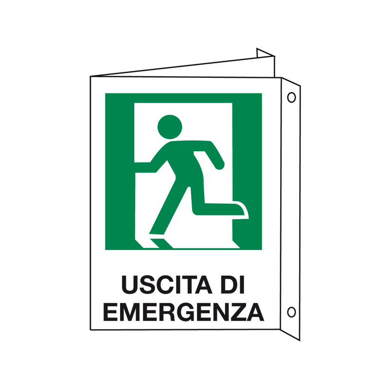USCITA DI EMERGENZA OMINO A SINISTRA CARTELLO ALLUMINIO 330X500 BIF