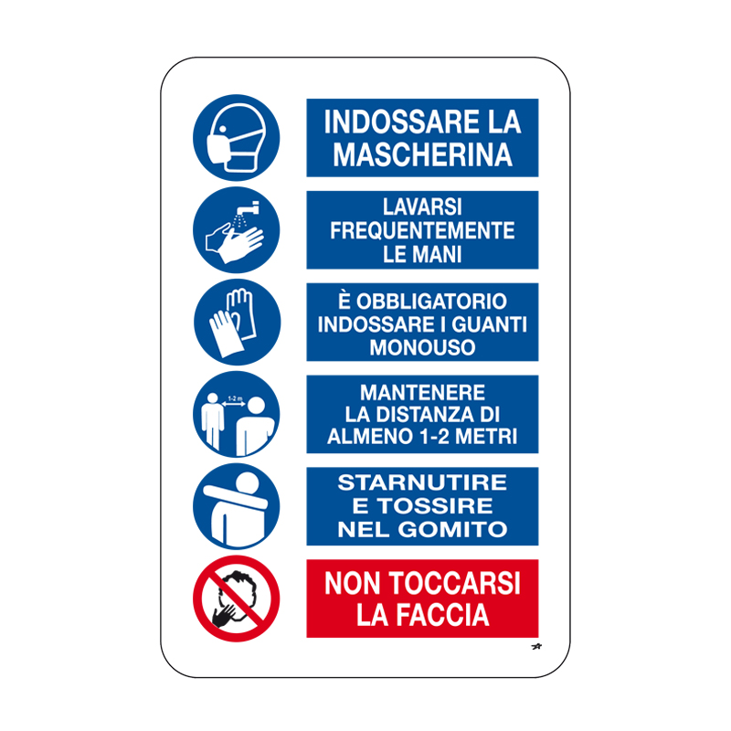 COVID19 INDICAZIONI E PRESCRIZIONI VARIE CARTELLO ALL. 33X50