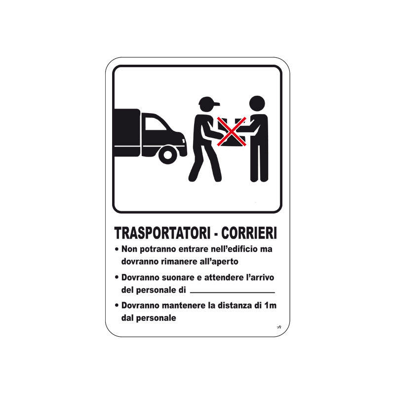 TRASPORTATORI E CORRIERI - NORME DI  COMPORTAMENTO - CARTELLO ALL. 20X30
