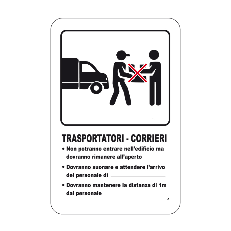 TRASPORTATORI E CORRIERI - NORME DI  COMPORTAMENTO - CARTELLO ALL. 33X50