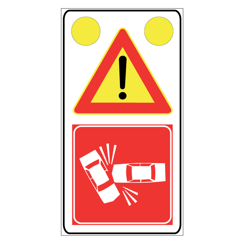 PERICOLO INCIDENTE CARTELLO LAMIERA SCAT 60X120 CM CON 2 OTTICHE LED D.20 CLAS.1