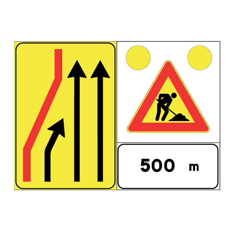 PREAVVISO LAVORI RESTR. CORSIE 500M LAM. SCATOLATO 180X135 CM 2 OT.LED D.20 CL.1