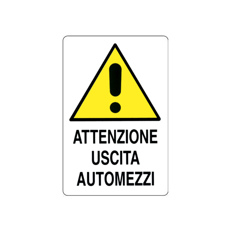 ATTENZIONE USCITA AUTOMEZZI CARTELLO KPL POLIONDA 400X600 MM