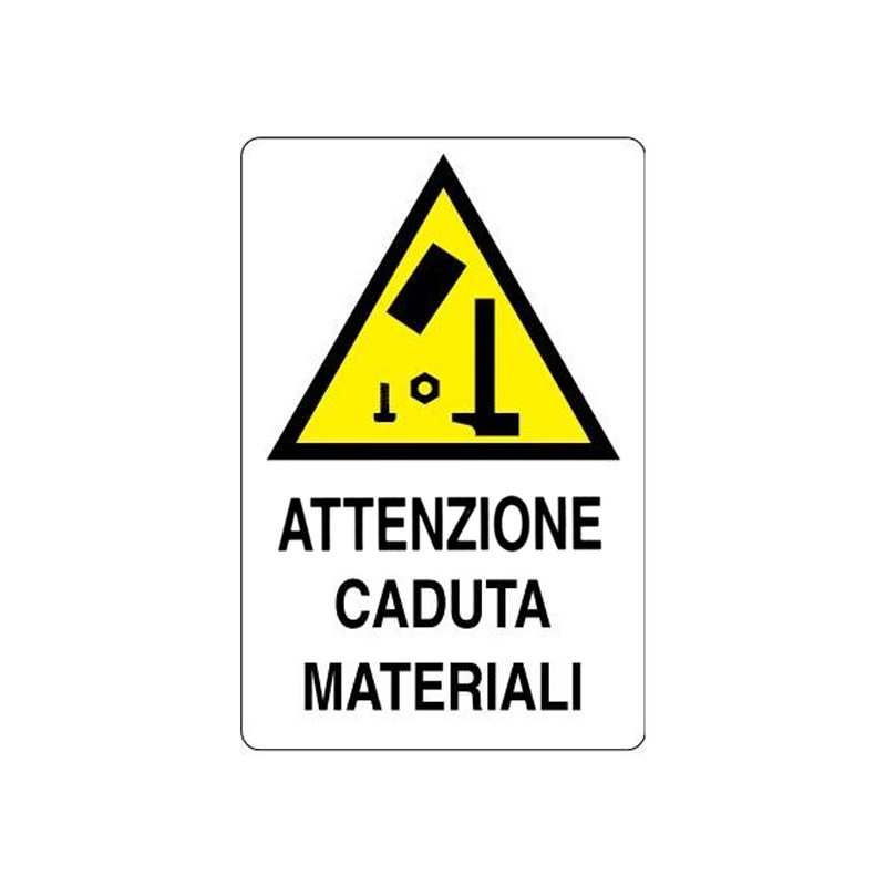 ATTENZIONE CADUTA MATERIALI CARTELLO KPL POLIONDA 400X600 MM
