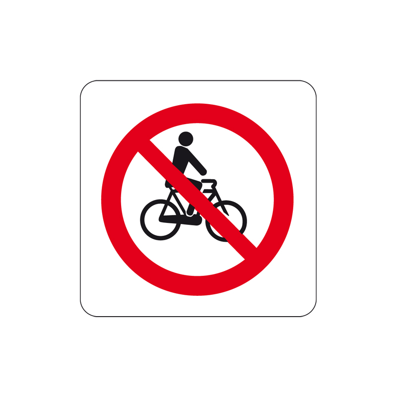 VIETATO ALLE BICICLETTE CARTELLO ALLUMINIO 125X125 DIVIETO
