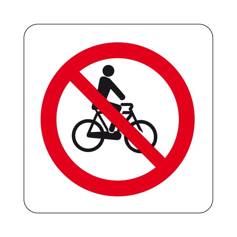VIETATO ALLE BICICLETTE CARTELLO ALLUMINIO 230X230 DIVIETO