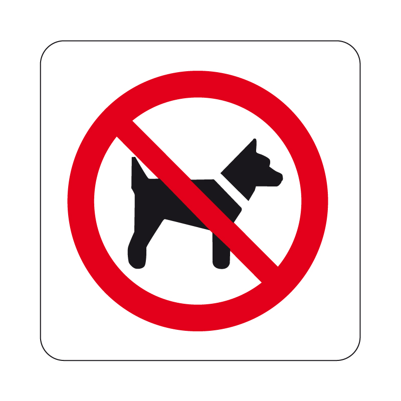 VIETATO L'ACCESSO AI CANI CARTELLO ALLUMINIO 230X230 DIVIETO