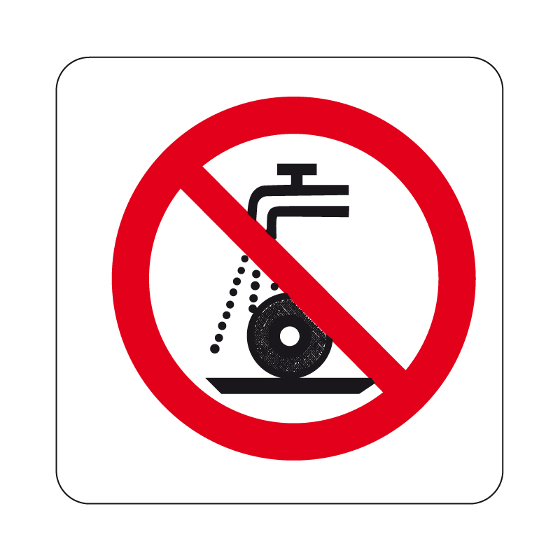 VIET. USARE IL DISCO CON ACQUA O/A UMIDO CARTELLO ALLUMINIO 230X230 DIVIETO