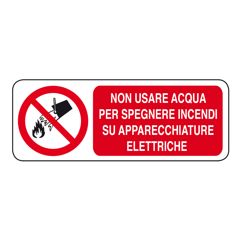 NON USARE ACQUA SU APP. ELETTRICHE CARTELLO ADESIVO 330X125 DIVIETO