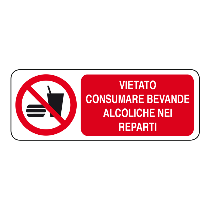 VIET. CONSUMARE BEVANDE ALCOLICHE CARTELLO ADESIVO 330X125 DIVIETO