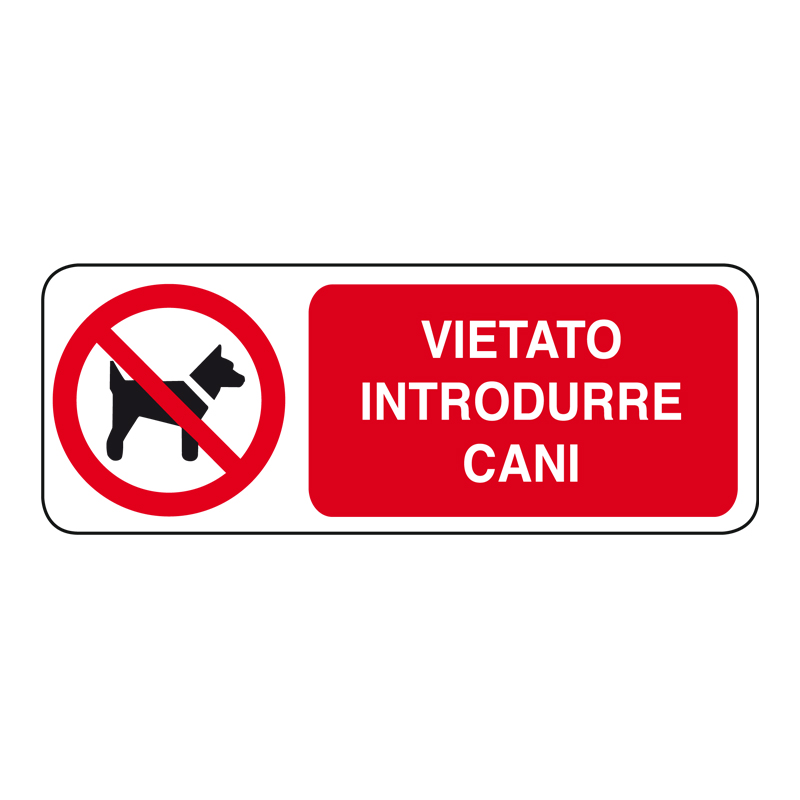 VIETATO INTRODURRE CANI CARTELLO ADESIVO 330X125 DIVIETO