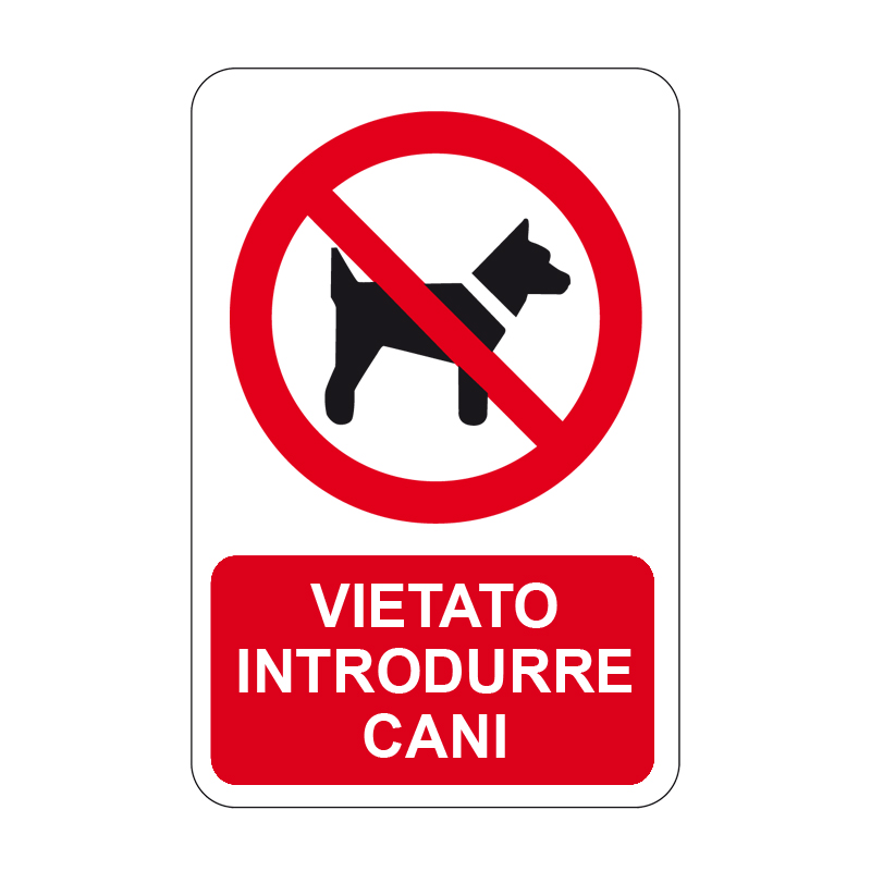 VIETATO INTRODURRE CANI CARTELLO ALLUMINIO 330X500 DIVIETO