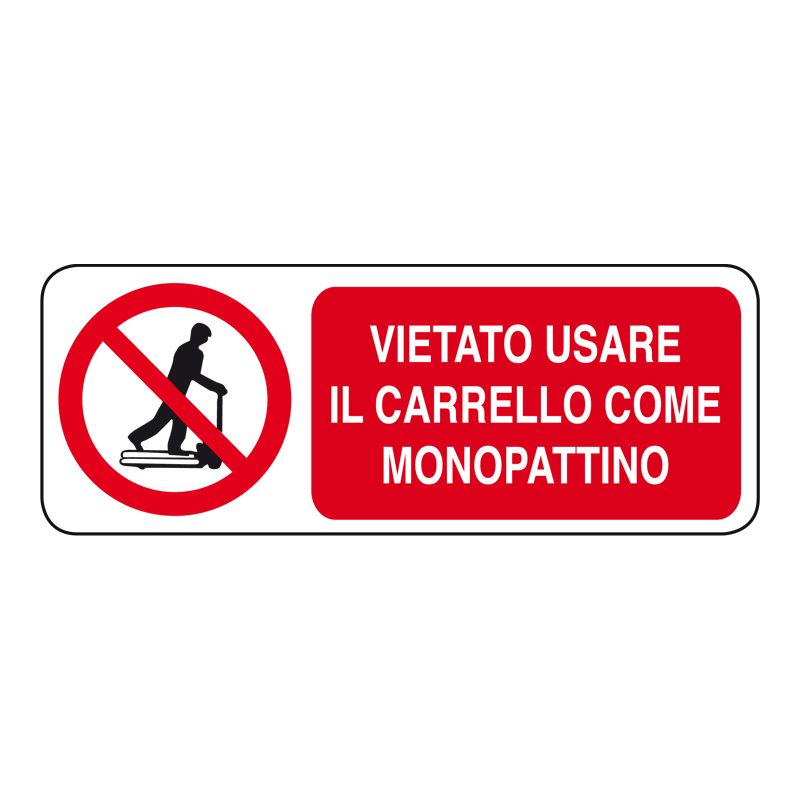 VIET. USARE IL CARR. COME  MONOPATTINO CARTELLO ALLUMINIO 330X125 DIVIETO
