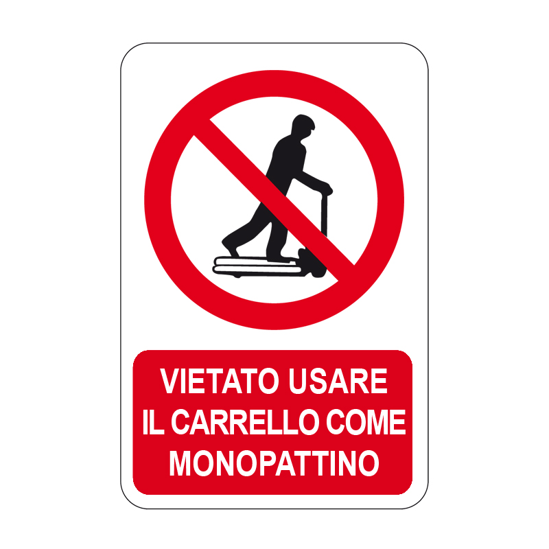 VIET. USARE IL CARR. COME  MONOPATTINO CARTELLO ALLUMINIO 330X500 DIVIETO