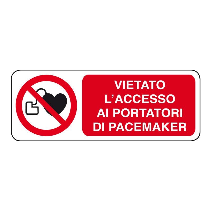 VIETATO L'ACC. AI PORTATORI DI PACEMAKER CARTELLO ALLUMINIO 330X125 DIVIETO