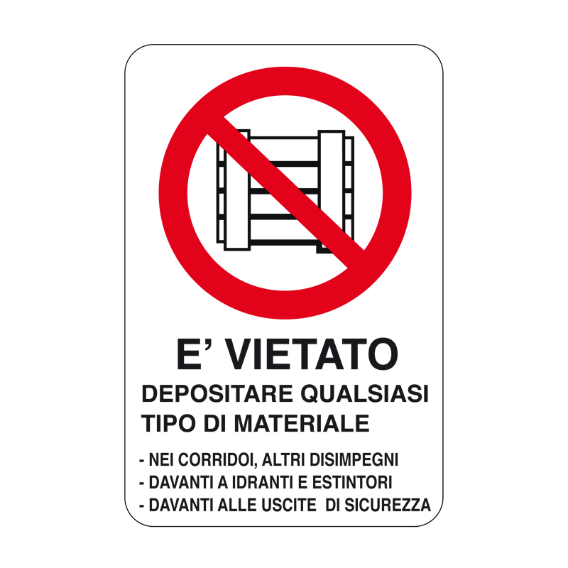 VIET. DEP. QUALSIASI TIPO DI  MAT. CARTELLO ALLUMINIO 330X500 DIVIETO