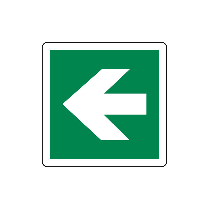 FRECCIA A DESTRA/SINISTRA CARTELLO ADESIVO 125X125 EMERGENZA