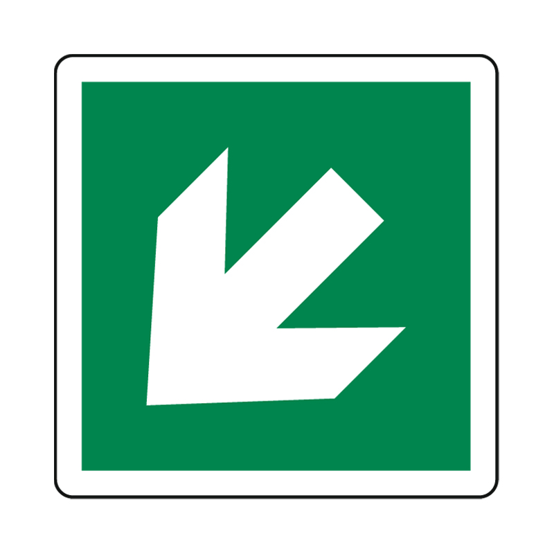 FRECCIA DIAGONALE  A DESTRA/SINISTRA CARTELLO ALLUMINIO 230X230 EMERGENZA