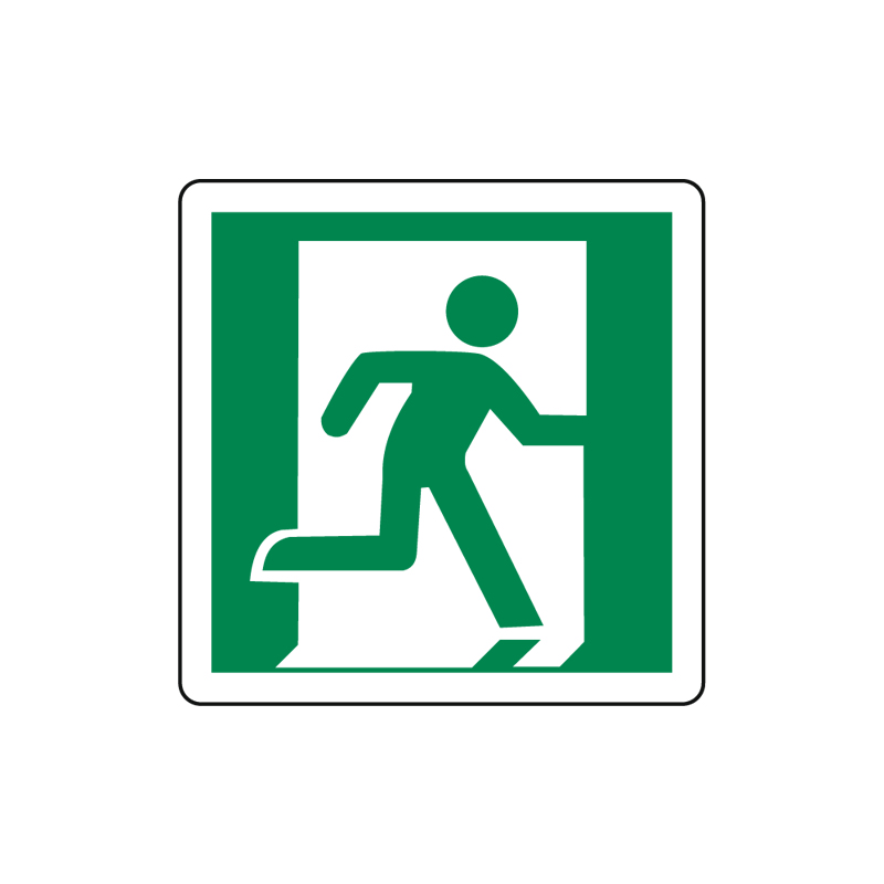 USCITA DI EMERGENZA OMINO A DESTRA CARTELLO ALLUMINIO 125X125 EMERGENZA