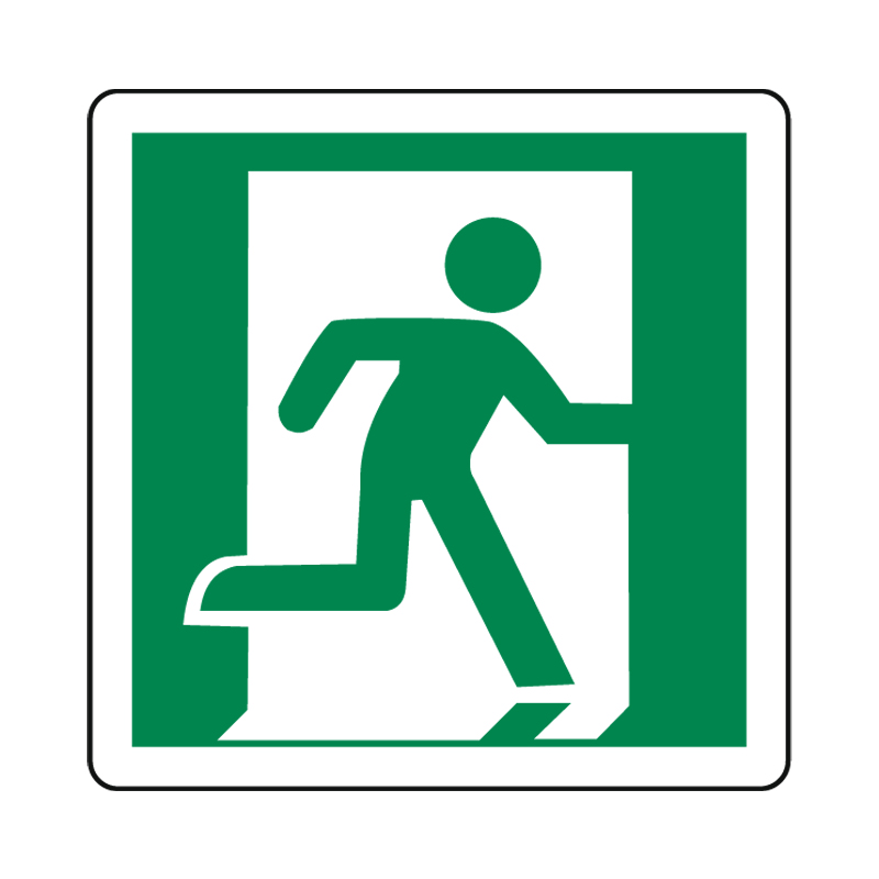 USCITA DI EMERGENZA OMINO A DESTRA CARTELLO ALLUMINIO 230X230 EMERGENZA