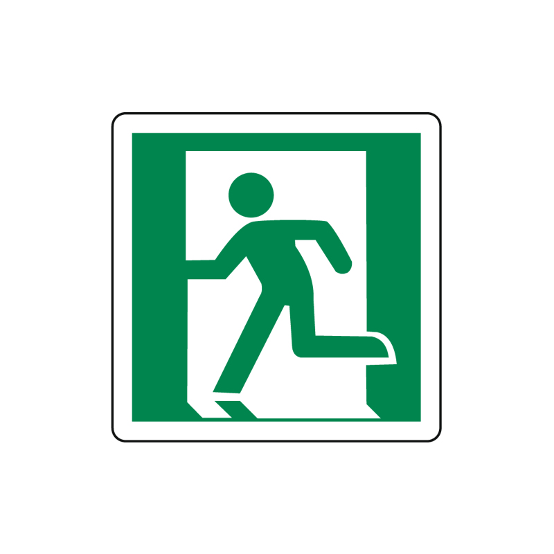 USCITA DI EMERGENZA OMINO A SINISTRA CARTELLO ALLUMINIO 125X125 EMERGENZA