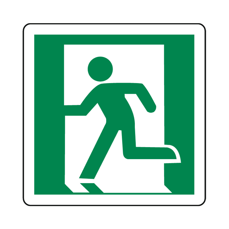 USCITA DI EMERGENZA OMINO A SINISTRA CARTELLO ALLUMINIO 230X230 EMERGENZA