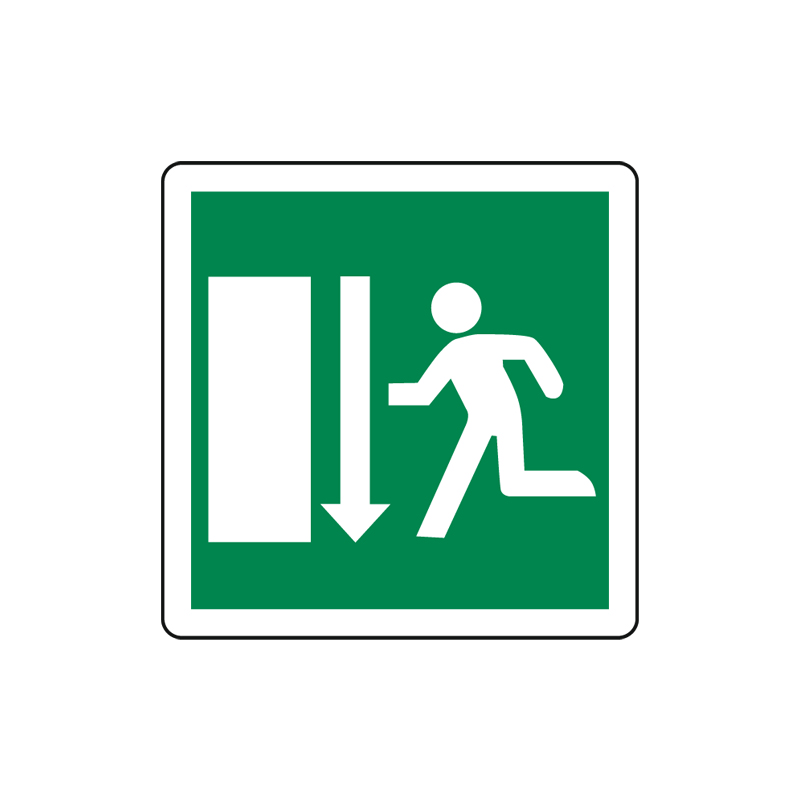 USCITA DI EMERGENZA OMINO E FRECCIA GI&Ugrave; CARTELLO ALLUMINIO 125X125 EMERGENZA