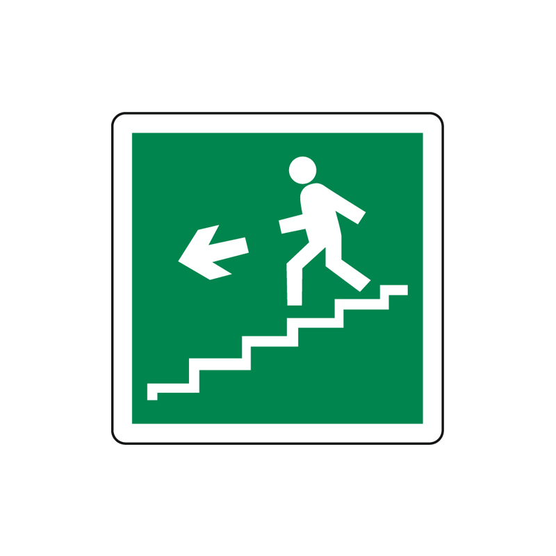 SCALA A SCENDERE SINISTRA CARTELLO ALLUMINIO 125X125 EMERGENZA