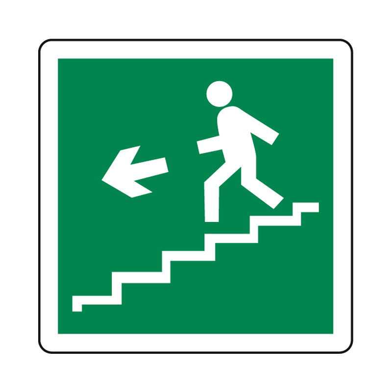 SCALA A SCENDERE SINISTRA CARTELLO ALLUMINIO 230X230 EMERGENZA