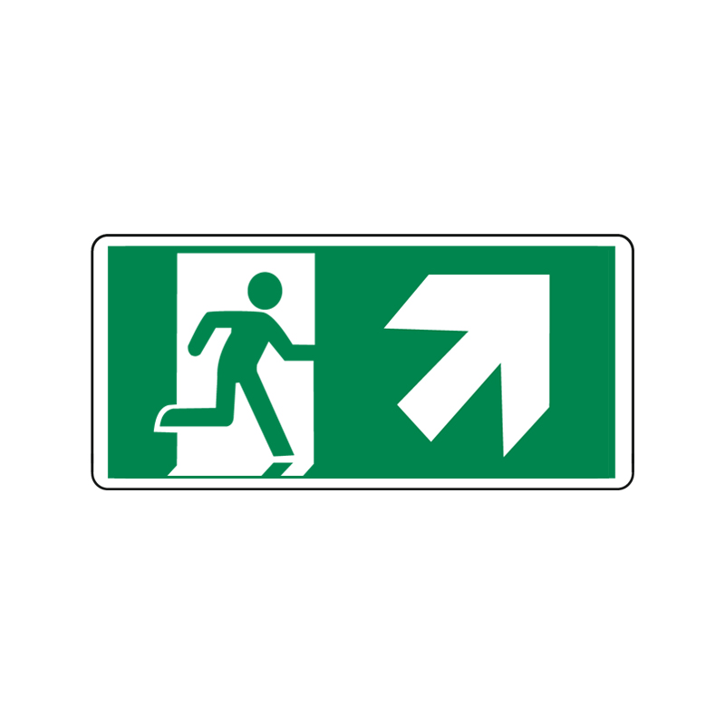 CARTELLO ALL.USCITA EMERGENZA FRECCIA A DX SU MIS.350X165 MM.