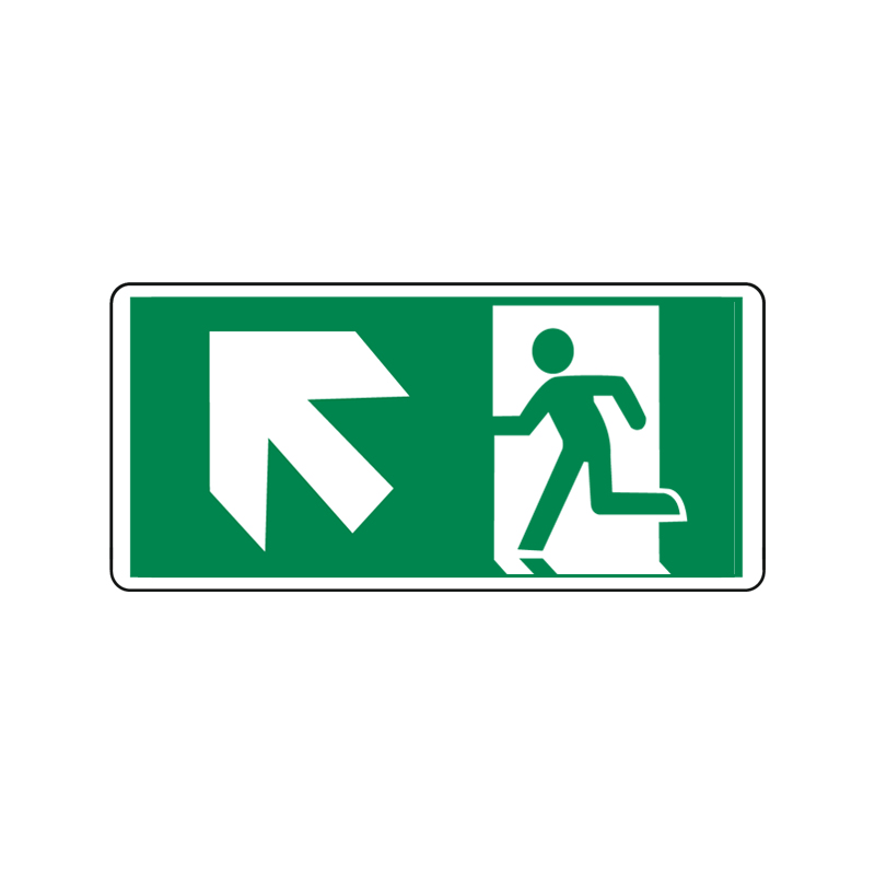 USCITA EMERGENZA FRECCIA A SX SU CARTELLO ALLUMINIO MIS. 350X165 MM