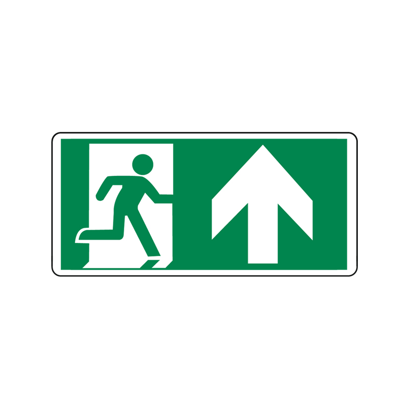 USCITA EMERG. SALIRE OMINO/FRECCIA CARTELLO ALLUMINIO 350X165 EMERGENZA