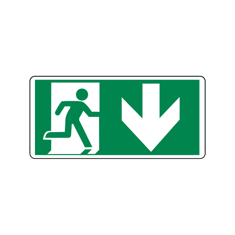 USCITA EMERG. PORTA OMINO/FRECCIA CARTELLO ALLUMINIO 350X165 EMERGENZA