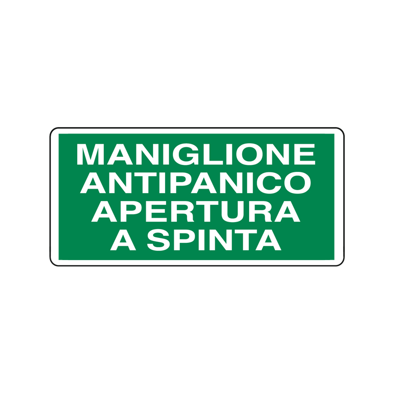 MANIGLIONE ANTIPANICO APERT. A SPINTA CARTELLO ALLUMINIO 350X165 EMERGENZA