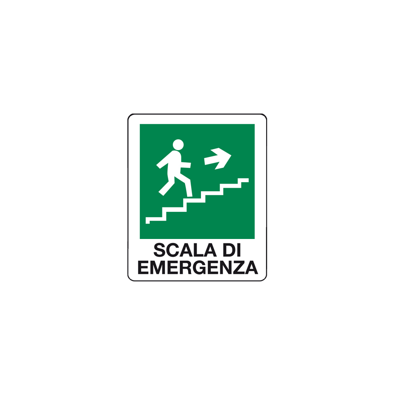 SCALA DI EMERGENZA SALIRE A DESTRA CARTELLO ALLUMINIO 100X120 EMERGENZA