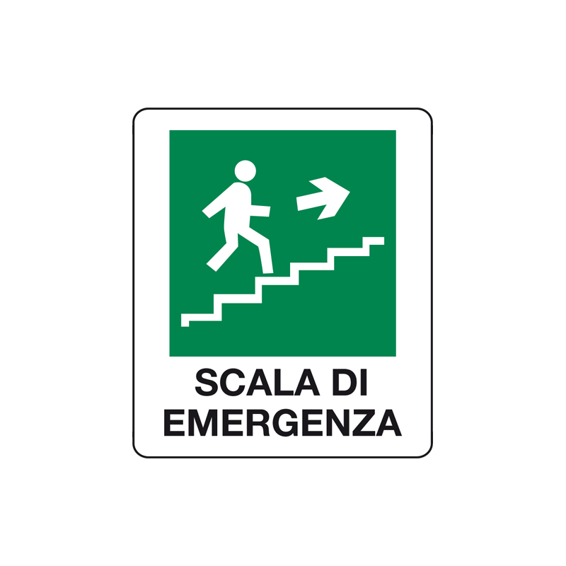 SCALA DI EMERGENZA SALIRE A DESTRA CARTELLO ALLUMINIO 150X175 EMERGENZA