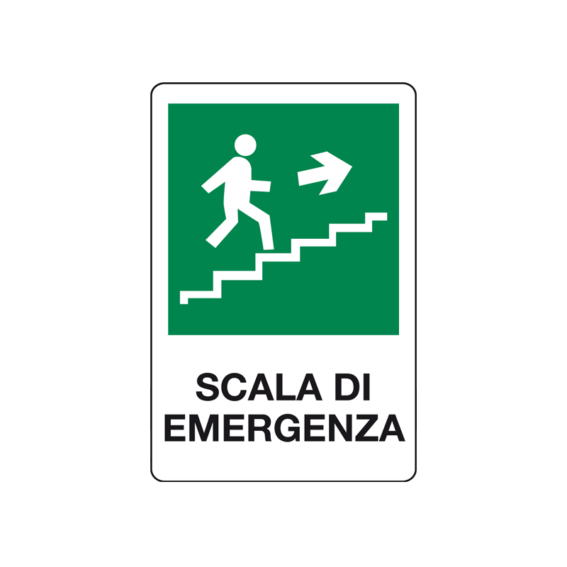 SCALA DI EMERGENZA SALIRE A DESTRA CARTELLO ALLUMINIO 200X300 EMERGENZA