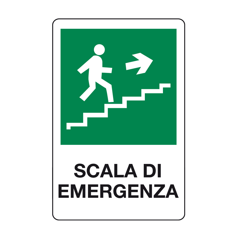 SCALA DI EMERGENZA SALIRE A DESTRA CARTELLO ALLUMINIO 330X500 EMERGENZA