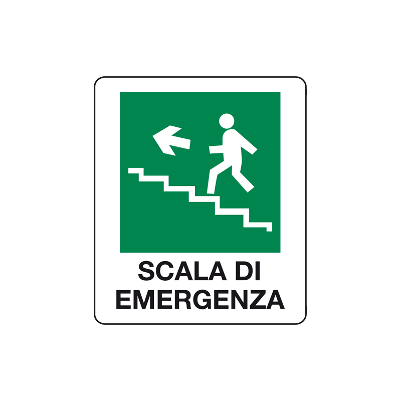 SCALA DI EMERGENZA SALIRE A SINISTRA CARTELLO ALLUMINIO 150X175 EMERGENZA