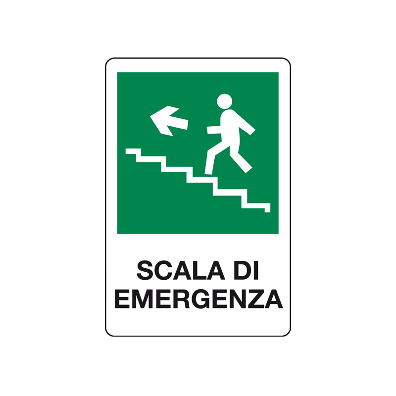 SCALA DI EMERGENZA SALIRE A SINISTRA CARTELLO ALLUMINIO 200X300 EMERGENZA