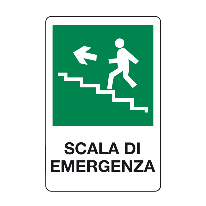 SCALA DI EMERGENZA SALIRE A SINISTRA CARTELLO ALLUMINIO 330X500 EMERGENZA