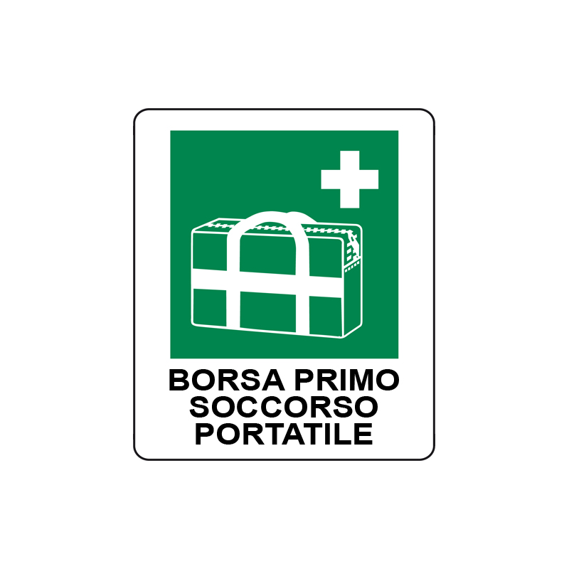 BORSA PRIMO SOCCORSO PORTATILE CARTELLO ALLUMINIO 150X175 EMERGENZA