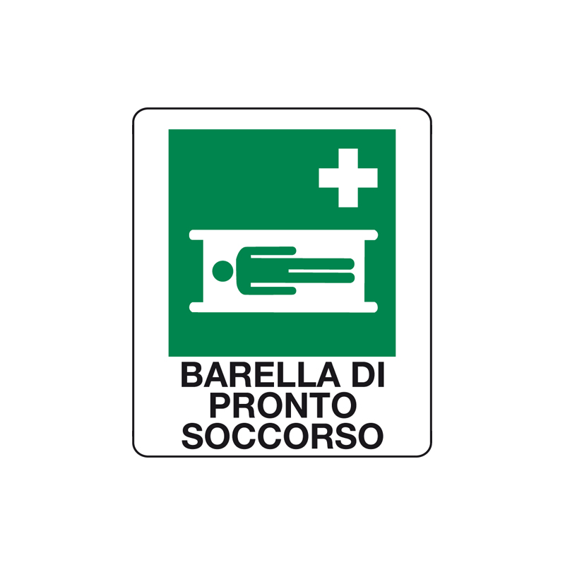 BARELLA DI PRONTO SOCCORSO CARTELLO ALLUMINIO 150X175 EMERGENZA
