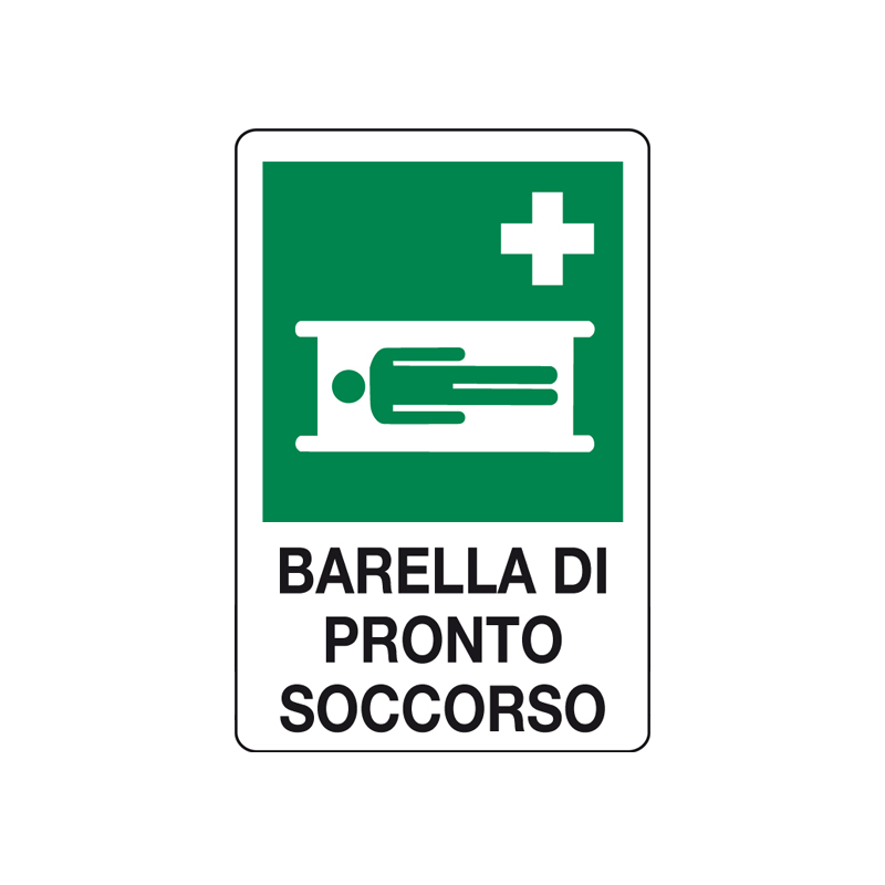 BARELLA DI PRONTO SOCCORSO CARTELLO ALLUMINIO 200X300 EMERGENZA