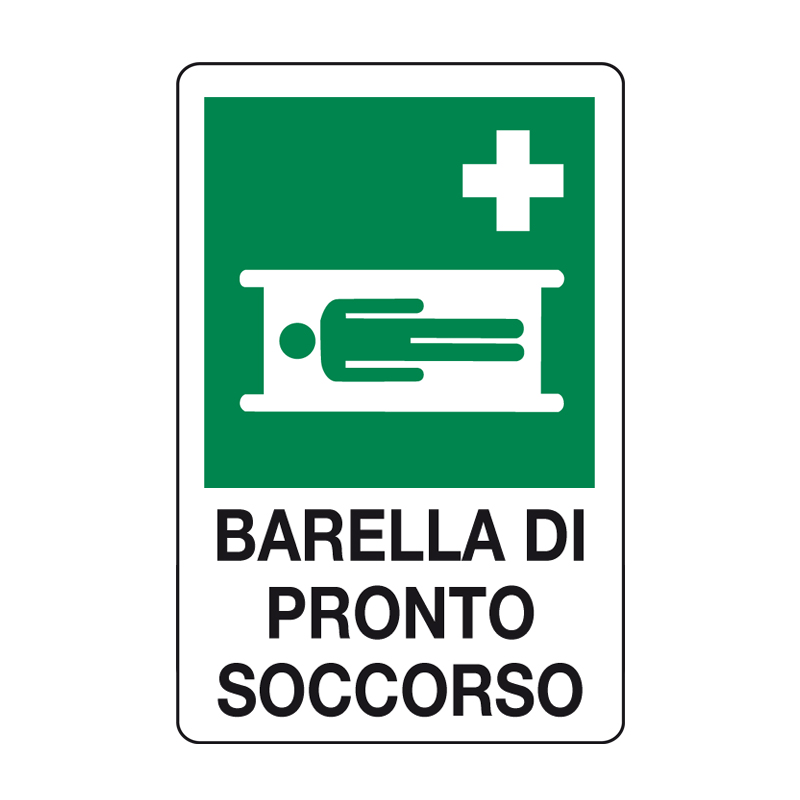 BARELLA DI PRONTO SOCCORSO CARTELLO ALLUMINIO 330X500 EMERGENZA