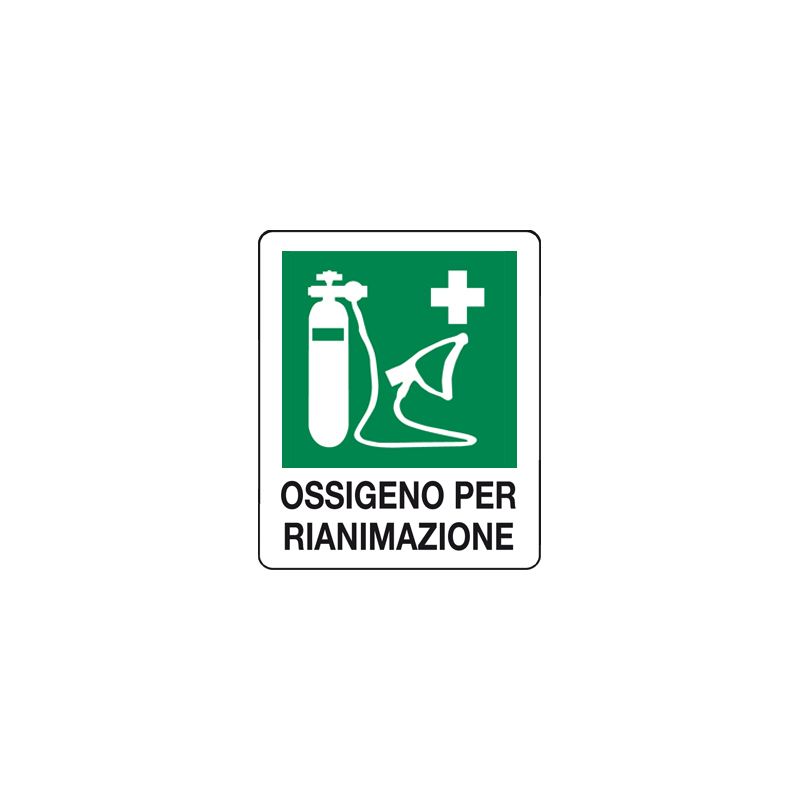 OSSIGENO PER RIANIMAZIONE CARTELLO ALLUMINIO 100X120 EMERGENZA
