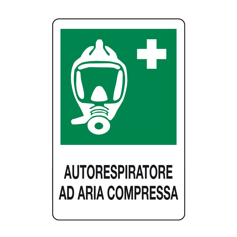 AUTORESPIRATORE AD ARIA COMPRESSA CARTELLO ALLUMINIO 330X500 EMERGENZA