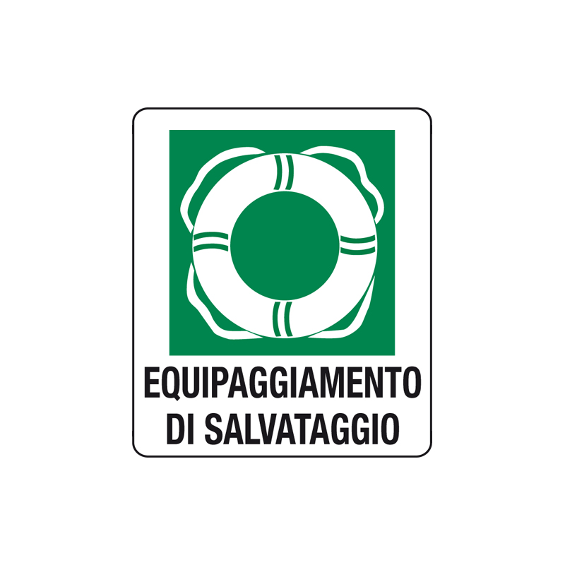 EQUIPAGGIAMENTO DI SALVATAGGIO CARTELLO ALLUMINIO 150X175 EMERGENZA