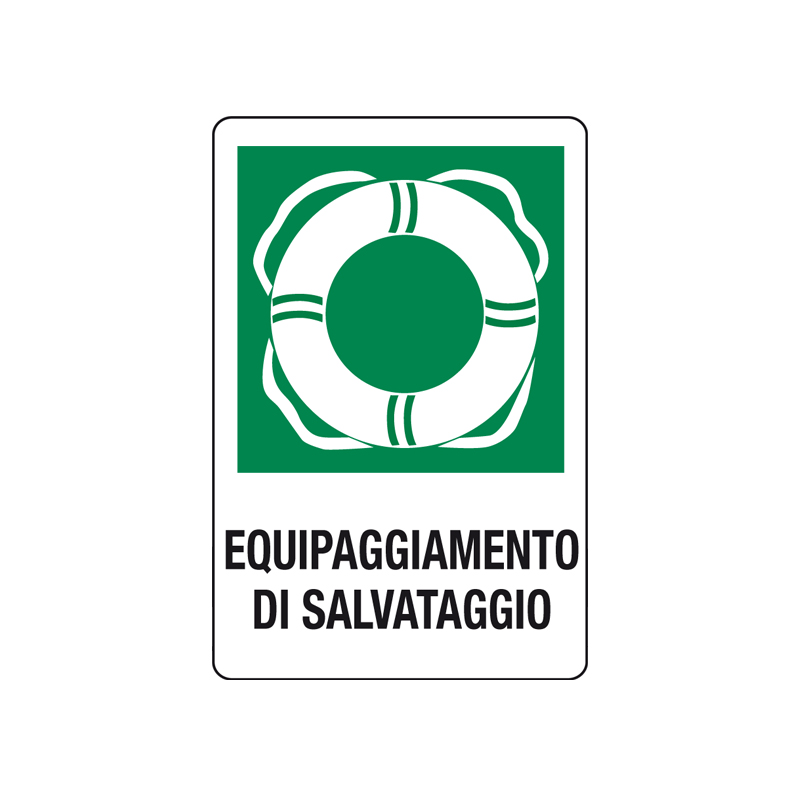 EQUIPAGGIAMENTO DI SALVATAGGIO CARTELLO ALLUMINIO 200X300 EMERGENZA